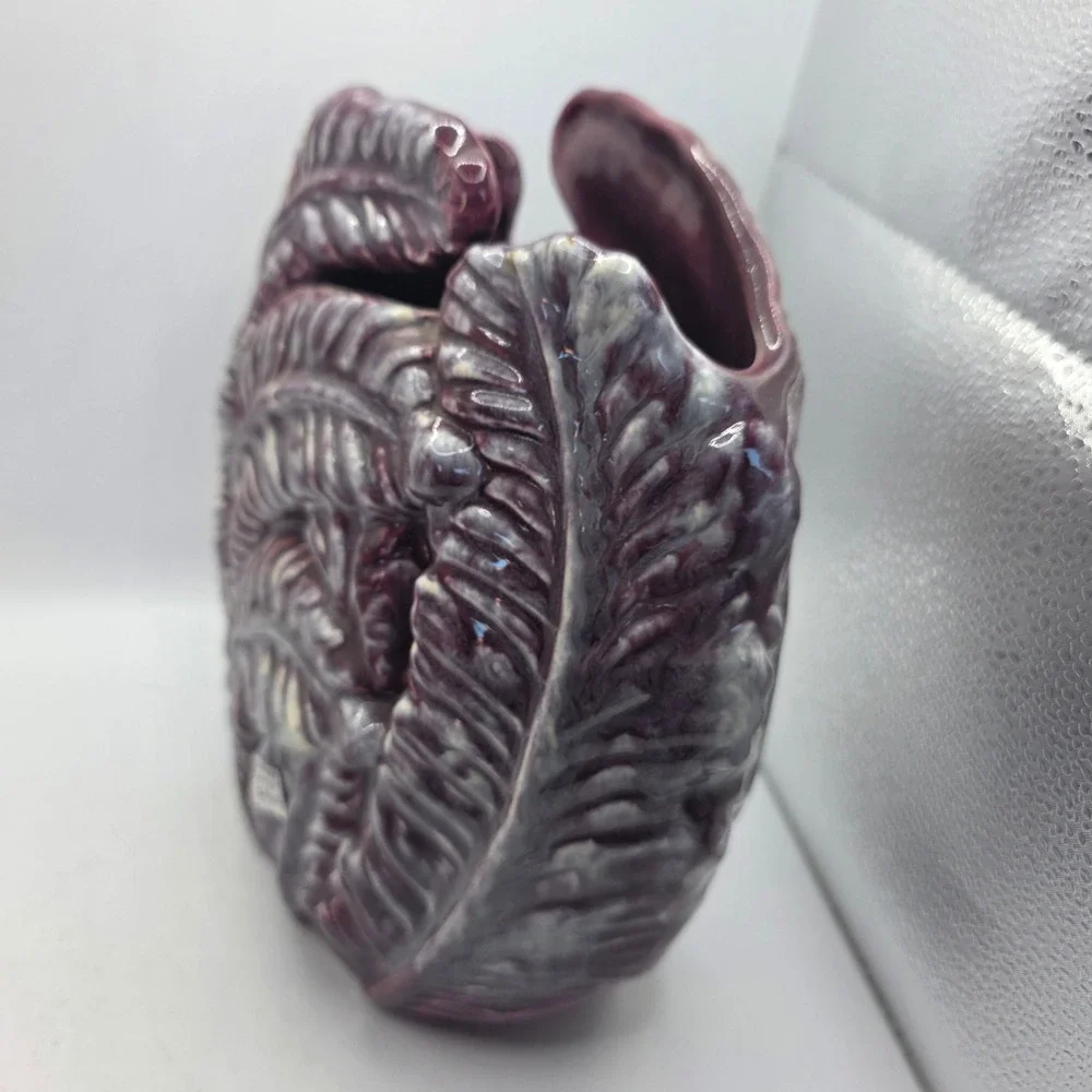 Vintage Royal Haeger R723 Leaf Vase Mulberry Agate Glaze USA Art Pottery